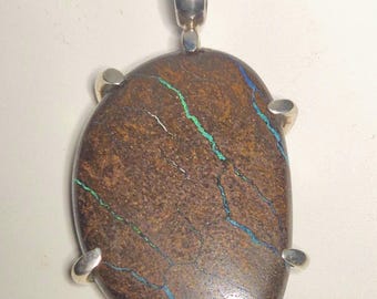 Pendant Boulder Opal 925 Silver Queensland Unique Single Piece O9