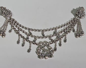 Vintage German Ladies Charivari 835 Silver | Bavarian Dirndl Chain | Oktoberfest Traditional Jewelry | German Heritage Homeland I SR1932