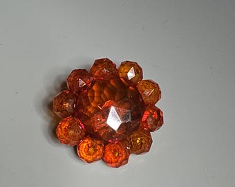 Amber brooch, faceted, historicism, Biedermeier, cognac, Schmuckrausch, vintage, 1604