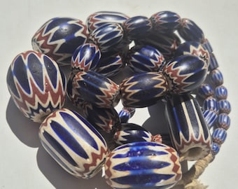 Antique Chevron Bead Strand · 6-Layer Murano Trade Beads · Gradient · Trade Beads · Glass Beads · Collector Beads · 80cm · 415g