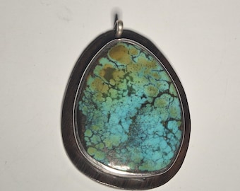 Tribal Spirit Pendant Blue Green Turquoise Wood Ebony Silver 925 Unique 749