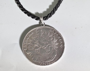 Dirndl Necklace Sautaler 1788 | Patrona Bavariae Antique Silver Coin | Bavarian Oktoberfest Costume Jewelry I SR1220