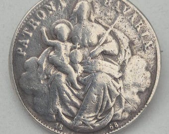 Antique Thaler Patrona Bavariae & King Ludwig II with pin Bavaria costume jewelry rush vintage