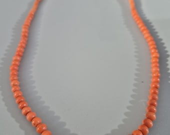 Antique Biedermeier coral necklace with original gilt box clasp & coral cabochon, Italy, 15 g – Schmuckrausch Vintage 0053