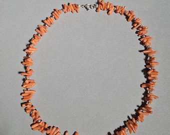 Natural Untreated Coral Necklace Mediterranean Branch Coral Italy 1950 Vintage Pink Coral 40 cm 0851