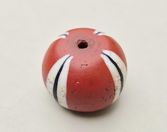 Large antique Murano trade bead • Reddish brown with white & blue • before 1930 • 19.55×24.20mm • Venetian glass bead •1574