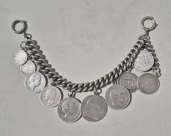 Antique men's Charivari coin Charivari silver 306g traditional costume jewelry wedding Oktoberfest groom King Ludwig II Patrona Bavariae heirloom