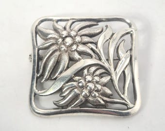 Edelweiss Brooch Silver 835 Bavarian Traditional Wedding Jewelry Vintage 0014