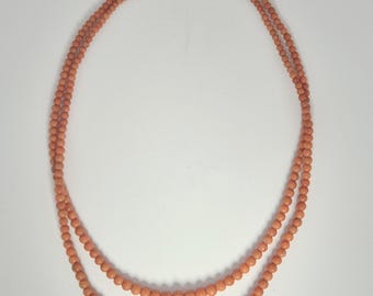Antique Sardinian coral necklace, 2-strand gradient, Italy, 835 silver, 55 cm, 8.2 mm – Schmuckrausch Vintage 0377