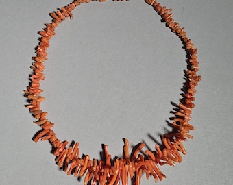 Natural Untreated Branch Coral Necklace Vintage Mediterranean Coral Italy 1950 Orange Red Coral 41 cm 0833
