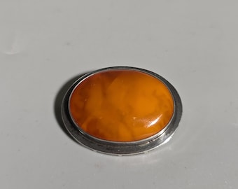 Antique Baltic Butterscotch Amber Brooch – 835 Silver – German Art Deco Jewelry – Natural Untreated Amber I SR0376
