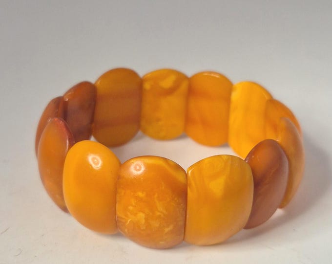 Featured listing image: Amber bracelet, antique Art Deco, Germany, elastic, Schmuckrausch Vintage 0380
