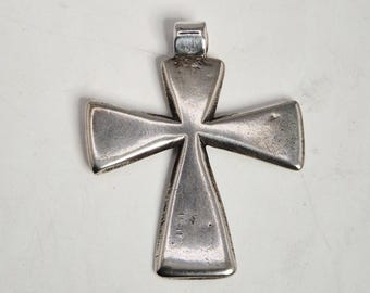 Ethiopian Cross Pendant, Antique Silver, High Alloy, African Amulet, Handmade, 53.7 mm, Vintage Tribal Jewelry Frenzy, Vintage 1807