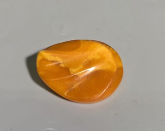 Antique Baltic Butterscotch Amber Brooch – Königsberg Wave Art Deco 1930s – Natural Amber