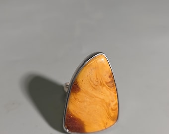 Natural Baltic Amber Silver Ring, Butterscotch Caramel Statement Ring, Handmade Schmuckrausch, Size 58 I SR1668