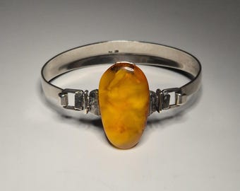Bangle Amber Butterscotch 925 Silver Art Deco Germany Vintage 943