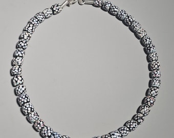 Eye Bead Necklace Antique Murano Trade Beads 925 Silver Vintage – Schmuckrausch Vintage 1165