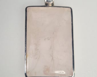 Rose quartz pendant 925 silver | Square cabochon, light & milky | Handmade | Unique piece 1766
