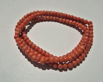 Antique coral necklace Art Deco made of genuine natural coral in orange 61 cm vintage sustainable jewelry