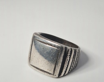 Tuareg silver ring, solid Sahara ethnic ring, geometric, vintage, Schmuckrausch vintage 1548