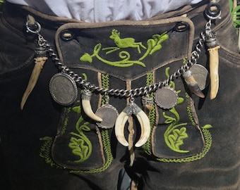 Antique men's charivari with 10 pendants – 219 g silver – traditional costume jewelry for Oktoberfest & wedding – Schmuckrausch Vintage 1191