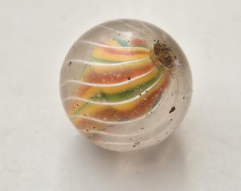 Perfect antique marble bead Lauscha • 21.58mm glass bead • German trade bead • Acquired in Thailand in the 1990s I 1541