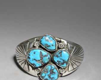 Ella Singer Navajo Turquoise Cuff Bracelet Sterling Silver Schmuckrausch Vintage 0872