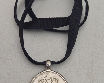 Antique pendant 1 Mark 1874 silver coin 925 silver eyelet traditional costume jewelry Bavaria Oktoberfest jewelry rush vintage 1245