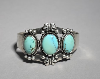 Vintage Native American Pawn Cuff • Spiderweb Turquoise • Early Navajo Silverwork • Old Pawn Style • Schmuckrausch Vintage 0892