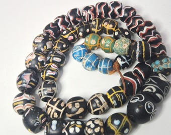 Antique Murano Bead Strand Eye Beads Fancy Beads African Trade Jewelry Rush Vintage 0206