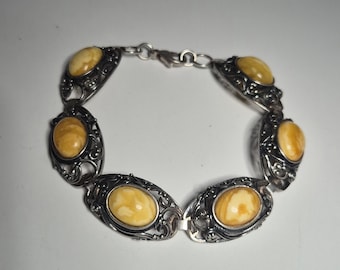antique bracelet amber butterscotch 835 silver Art Nouveau vintage 661