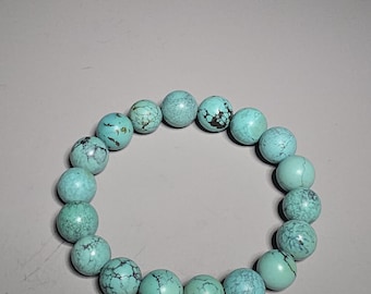 Turquoise bracelet Hubei 11.2 mm untreated 32 g elastic 1970 Schmuckrausch Vintage0756