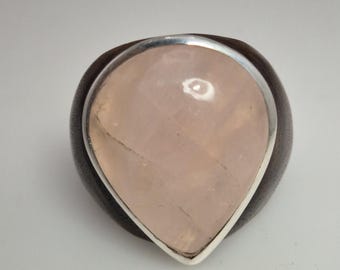 Ebony silver ring with rose quartz drops, size 57 – Schmuckrausch Vintage