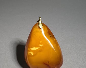Large Natural Baltic Amber Pendant Art Deco Untreated Butterscotch Caramel Amber Vintage Pendant 0864