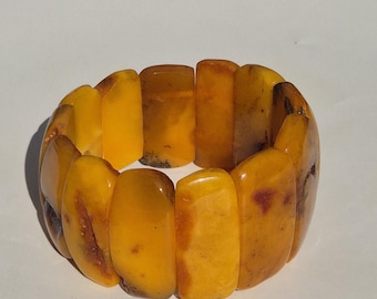 Antique amber bracelet 13 elements 56g Baltic amber patina polished natural traces jewelry rush vintage 633