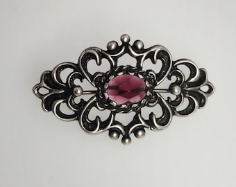 Art Nouveau brooch silver 925 handmade – traditional costume jewelry with flowers and leaves for Dirndl and Oktoberfest – Schmuckrausch Vintage 1196