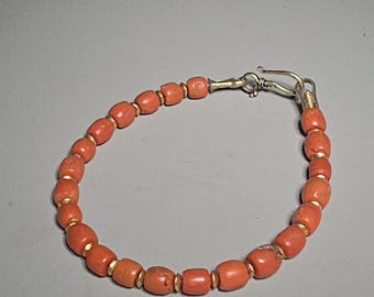 Mediterranean Red Coral Bracelet Corallium rubrum 6 mm Vintage Italian Coral Silver Gold Plated Bali Schmuckrausch Vintage 0679