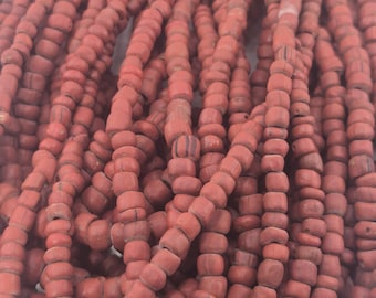 Antique Jatim glass bead strand, brick red, Trade Wind Beads, approx. 50 cm, Schmuckrausch Vintage 0242