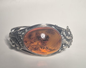 antique bangle amber cognac 835 silver Art Nouveau vintage 791