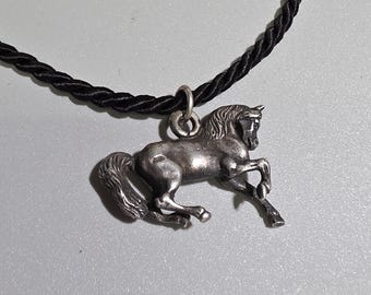 Antique Silver Horse Necklace | Equestrian Jewelry | Bavarian Dirndl costume Oktoberfest pendant