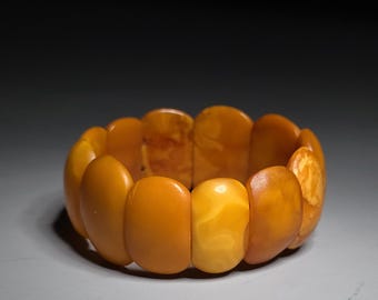 Baltic Amber Bracelet Butterscotch 29 mm Vintage 1920s Large Segments 24.93g Schmuckrausch Vintage 0751