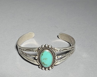 Vintage Native American Pawn Cuff • Spiderweb Turquoise • Early Navajo Silverwork • Old Pawn Style • Schmuckrausch Vintage 0892