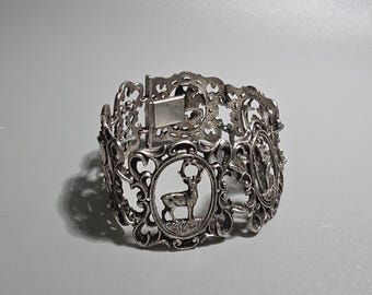 Vintage Bavarian Bracelet 835 Silver | Saint George St Christopher | Religious Dirndl Oktoberfest Costume Jewelry I SR2005