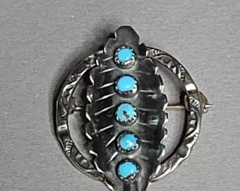 Zuni Brosche Silber Türkis Cluster signiert Vintage Native American Schmuckrausch Vintage 0352