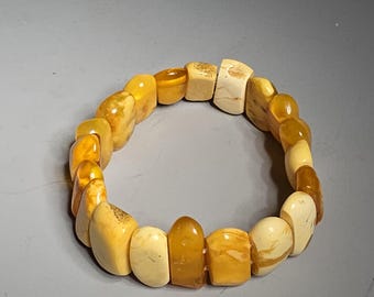 Baltic Amber Bracelet Butterscotch Bone Vintage 1920 20 mm 15.26g Jewelry Rush Vintage