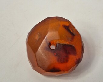 Antique German amber bead, 12.37 g, Bückeburg traditional costume jewelry, 19th century, transparent with sunburst effect, Schmuckrausch Vintage 0247