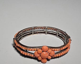 Coral bangle 1860 Italy box clasp Corallium rubrum traditional wedding vintage jewelry vintage 0779