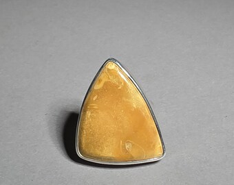 Butterscotch Amber Ring Baltic Amber Sterling Silver Unique Tribal Spirit 1049