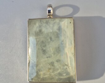 Aquamarine pendant – large natural stone from Pakistan, 925 sterling silver, untreated with light shimmer – Schmuckrausch Vintage 0529