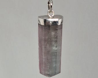 Tourmaline pendant, natural crystal tip, silver, vintage, unique piece, Schmuckrausch Vintage 0355